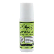 Load image into Gallery viewer, A roll-on gel bottle with white labeling that reads 'LIV Naturel CBD Relief Gel 300mg Extra Strength'.